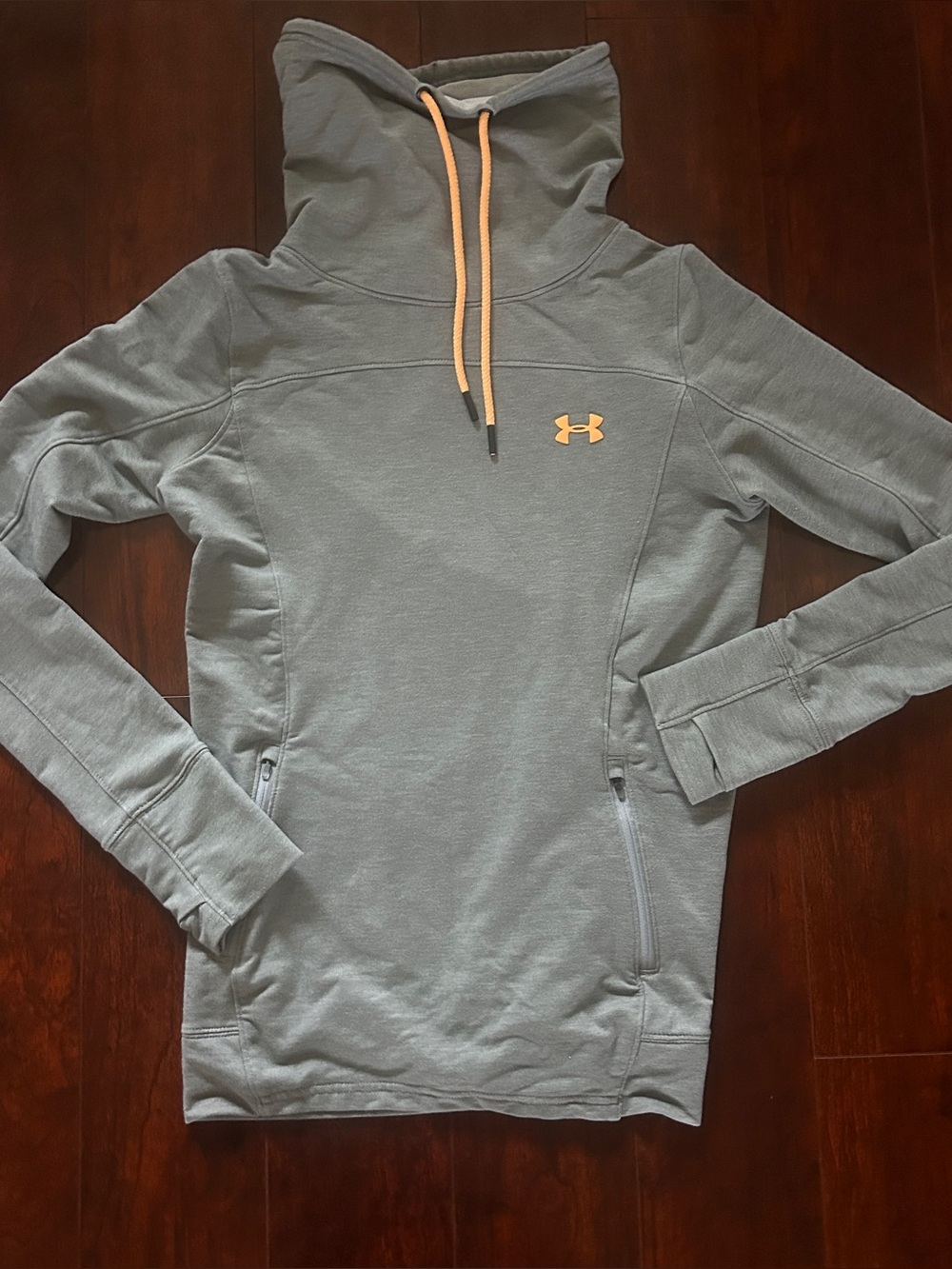Under Armour Women’s Gray Pullover Hoodie with Orange Accents